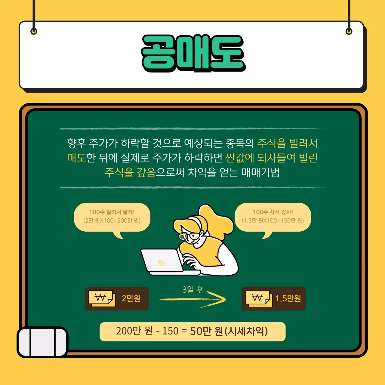 노란색의 주식 용어 증권 금융 카드뉴스 