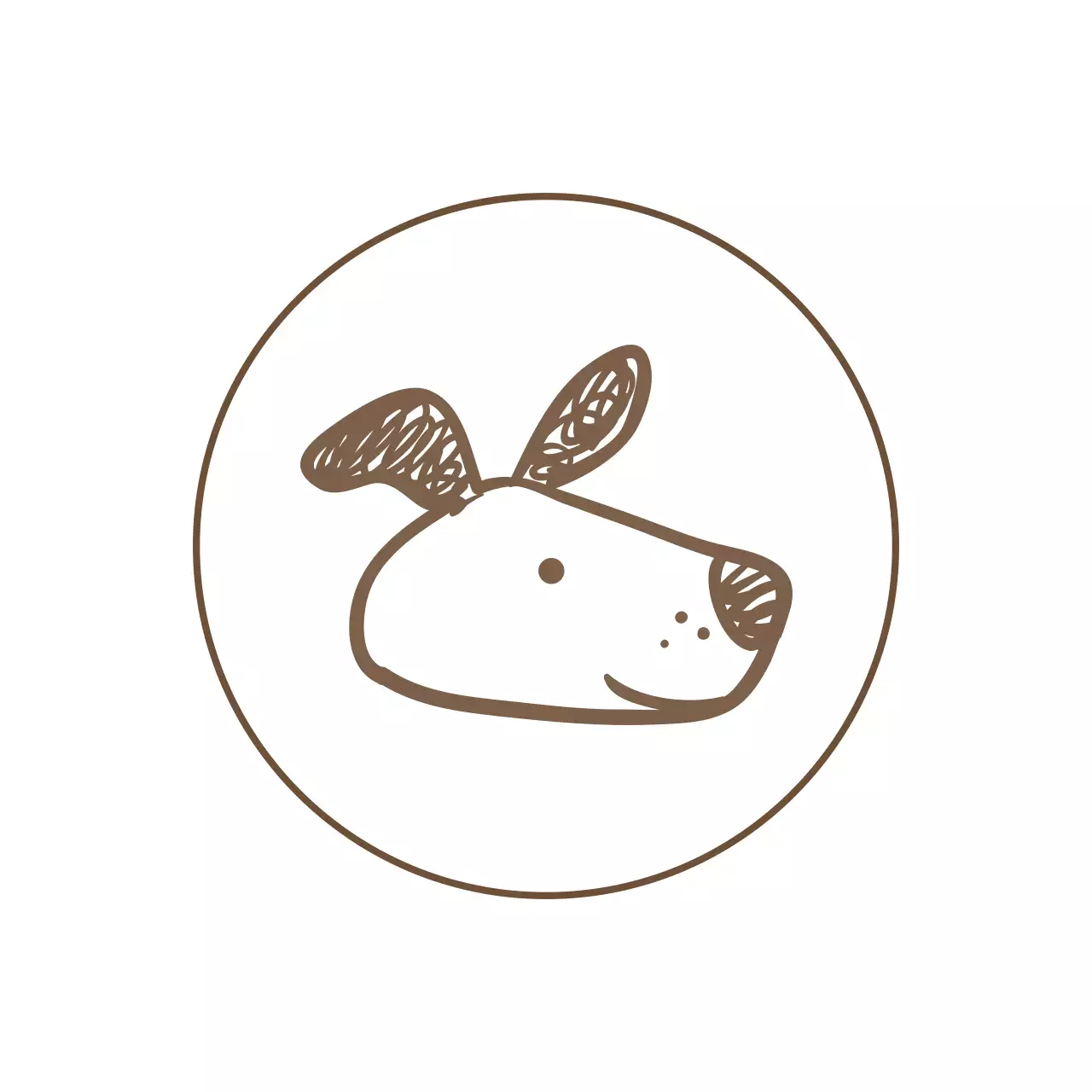 갈색 컬러의 귀여운 강아지 일러스트 컨셉 가게 홍보용 로고