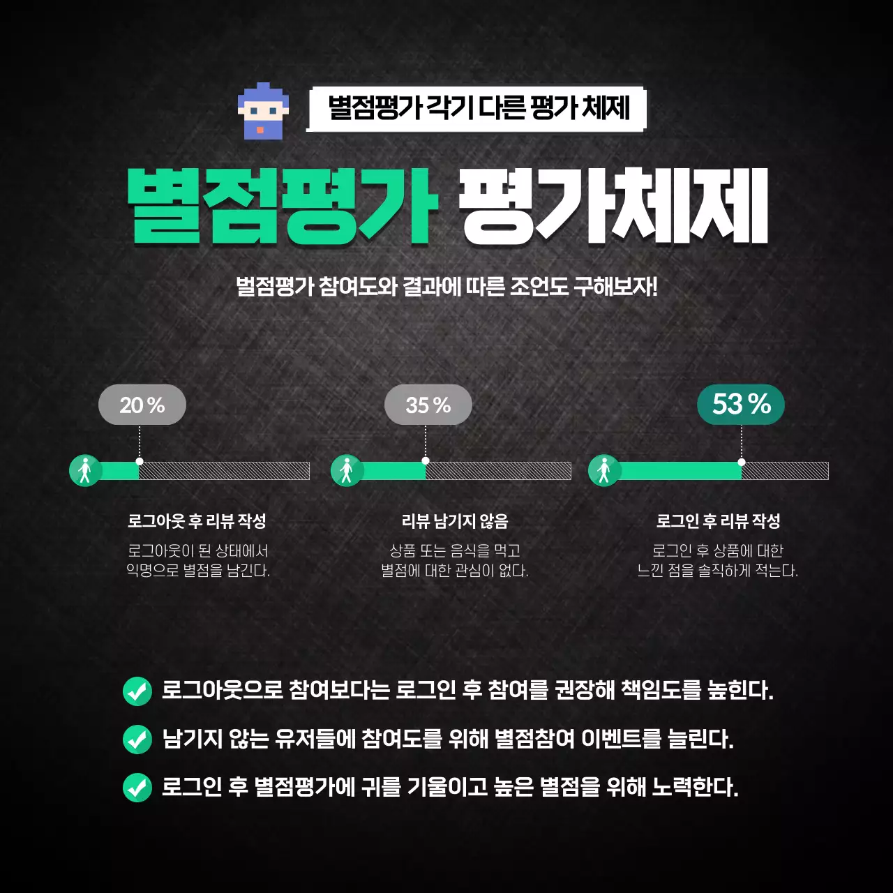 청록색과 검은색의 별점 카드뉴스