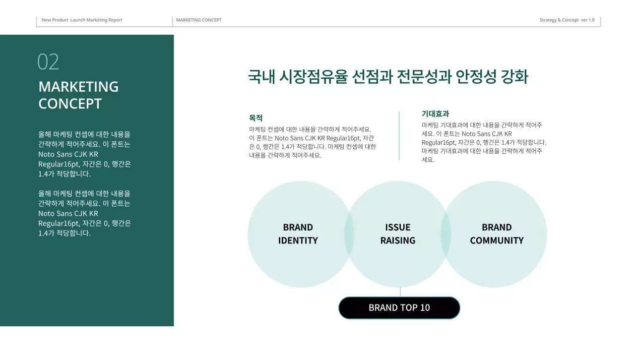 다크그린 컬러의 가구 온라인 마케팅 기획서