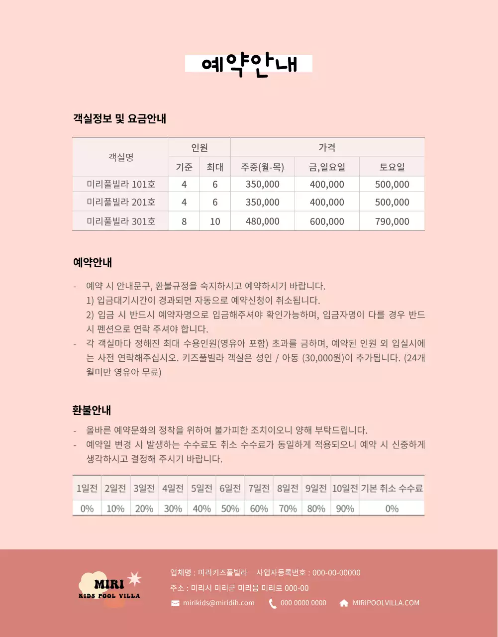 파스텔톤의 귀여운 키즈펜션 소개 및 예약 안내