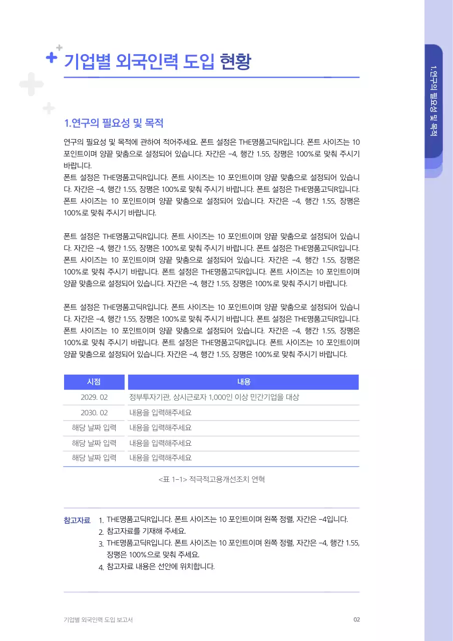 시원한 블루계열의 기업별 외국인력 도입 현황과제 보고서
