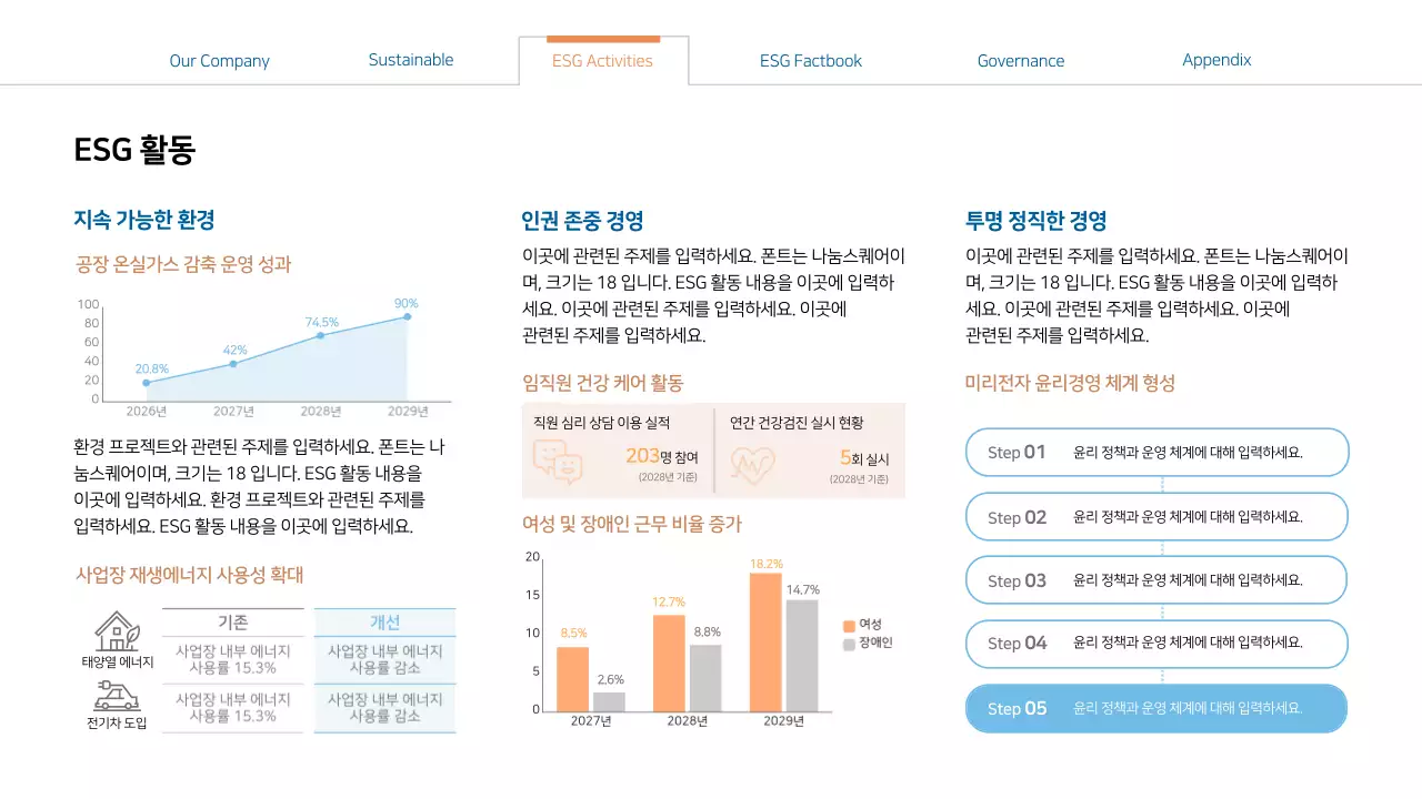 파란색과 주황색의 비즈니스 경영보고서