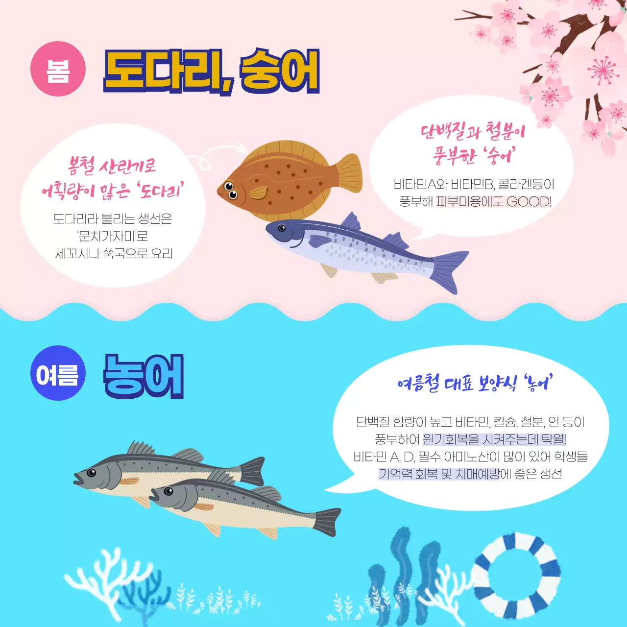 파란색 계절별 제절회 섭취가이드