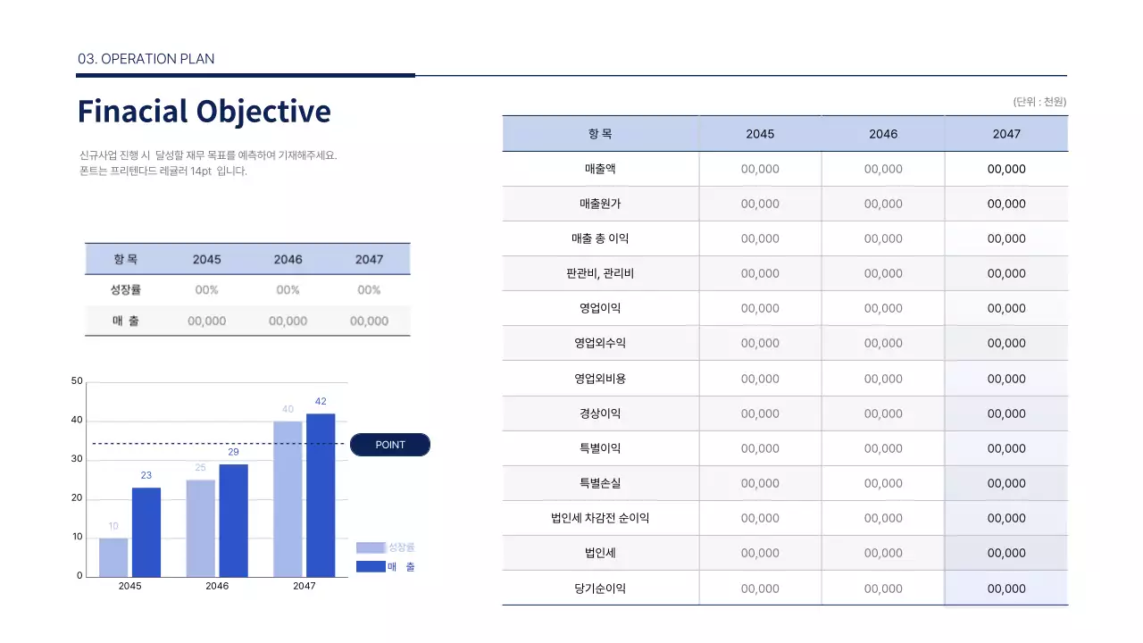 파란색의 깔끔한 신규 사업계획서