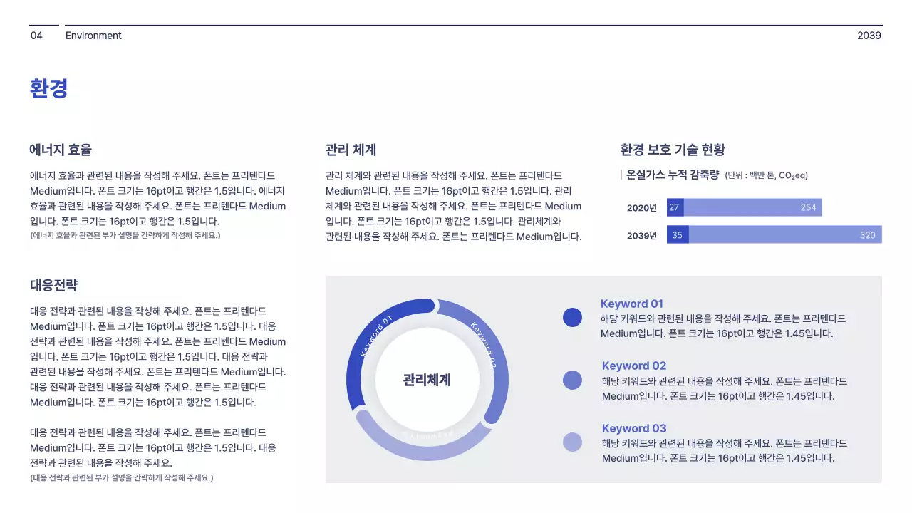 남색과 하얀색의 심플한 컨셉 기업 경영 보고서 