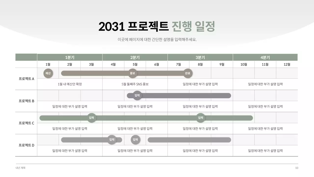짙은 그린톤의 차분하고 깔끔한 헬스 기업 사업보고서