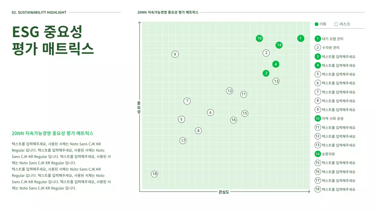 초록색의 에코컨셉의 ESG 보고서