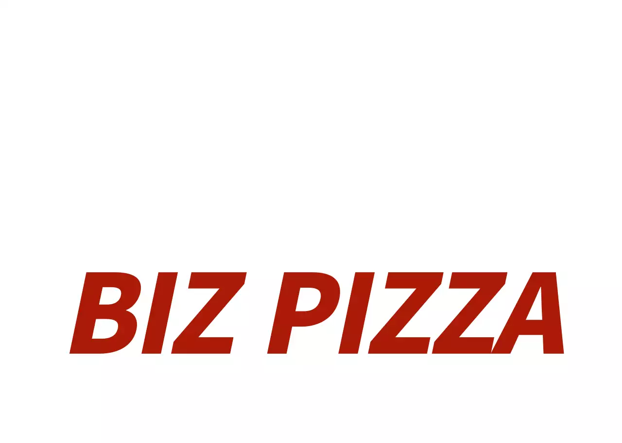 하얀색과 빨간색의 일러스트 컨셉 피자가게 로고