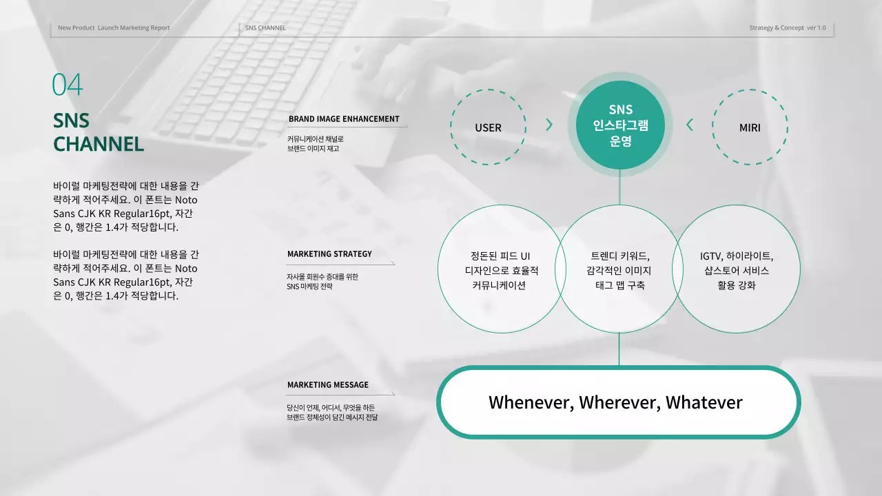 다크그린 컬러의 가구 온라인 마케팅 기획서