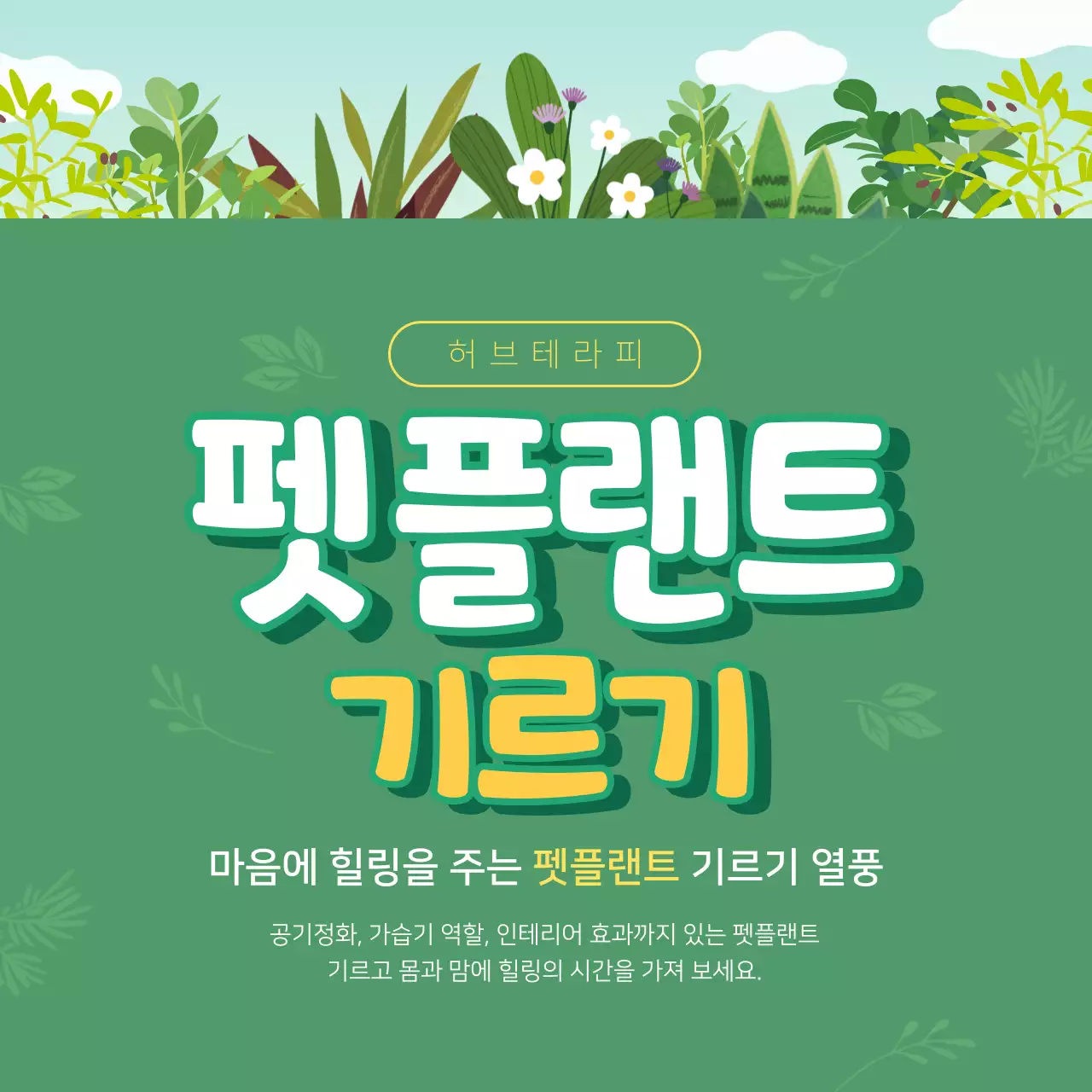 초록색의 일러스트 반려식물 정보제공