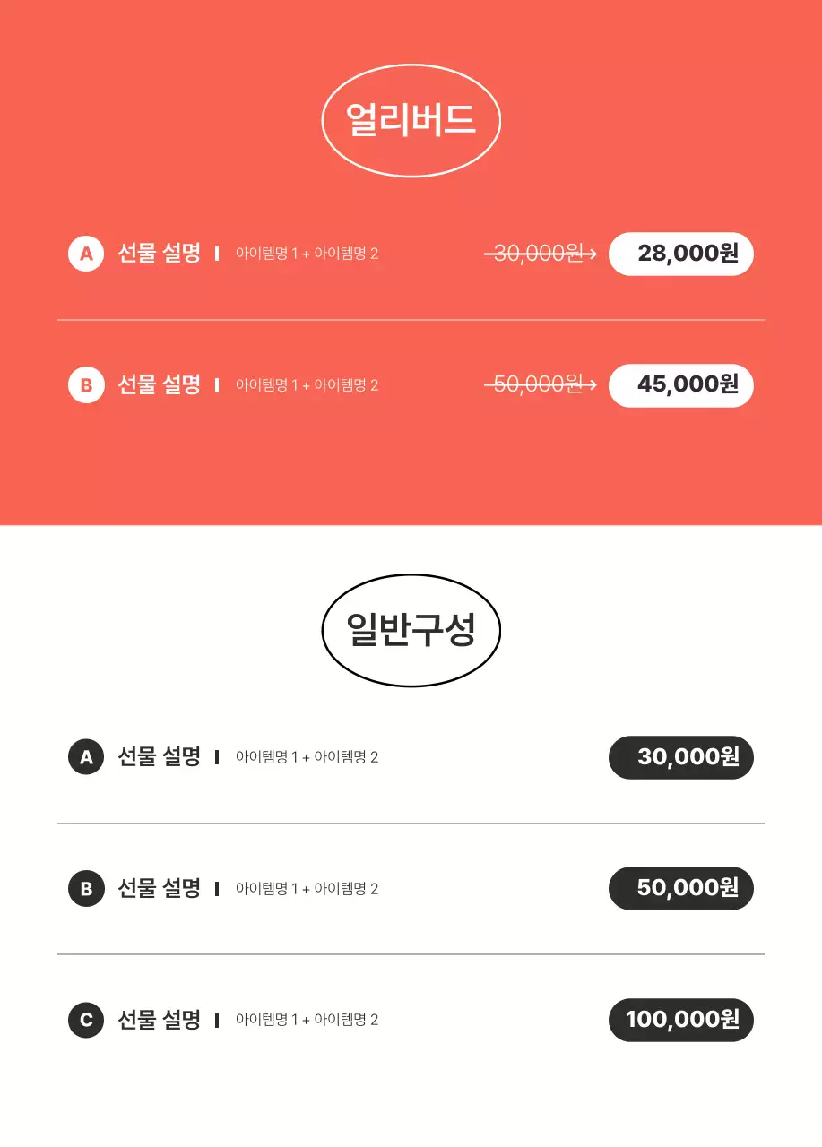 텀블벅_선물 구성표