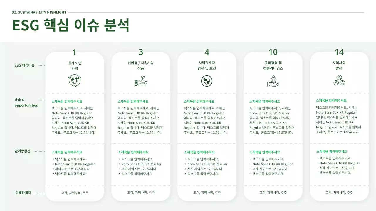 초록색의 에코컨셉의 ESG 보고서