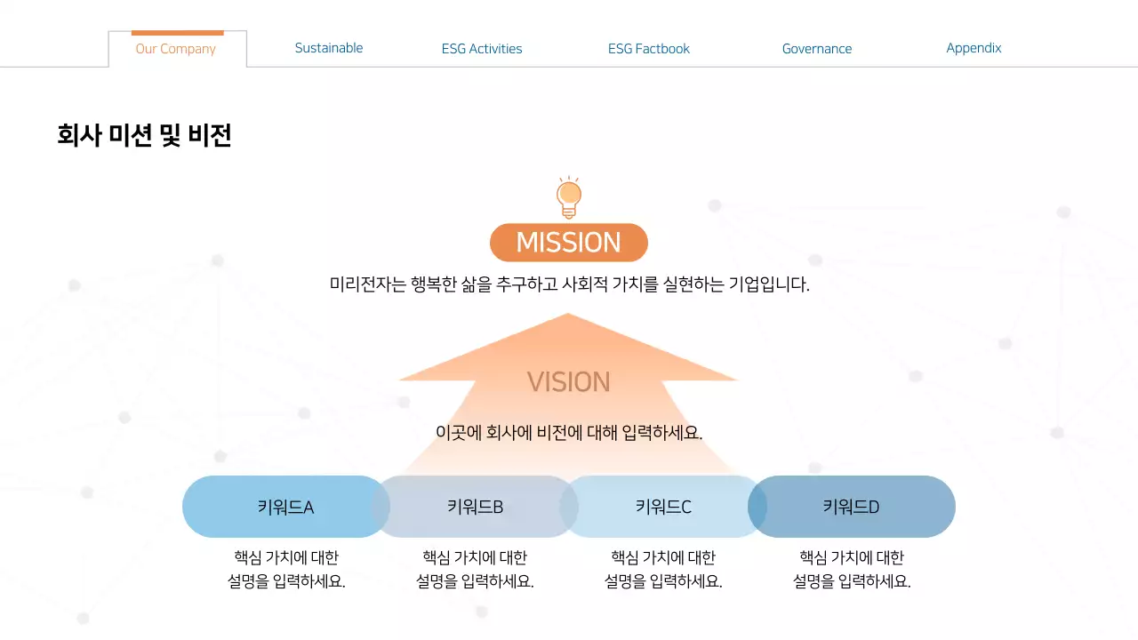 파란색과 주황색의 비즈니스 경영보고서