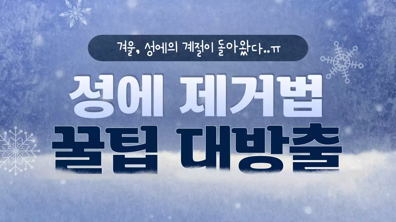 하얀색과 남색의 눈 오는 겨울 컨셉