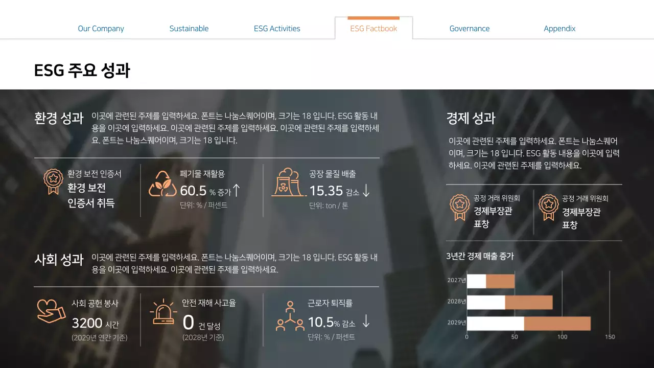 파란색과 주황색의 비즈니스 경영보고서