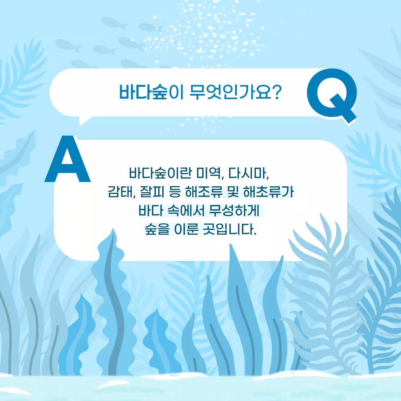 하늘색의 바다숲과 바다식목일 내용 안내