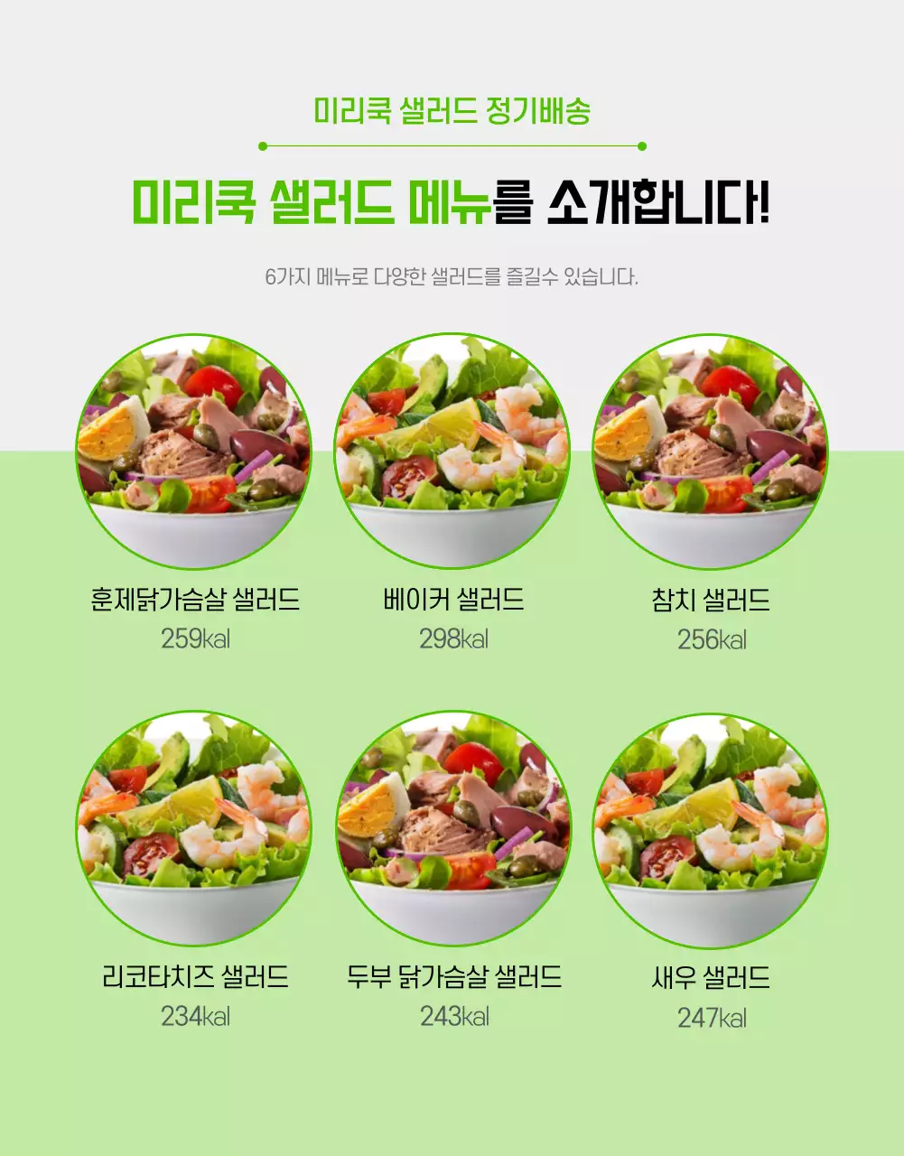 그린컬러의 샐러드 정기구독 상세페이지