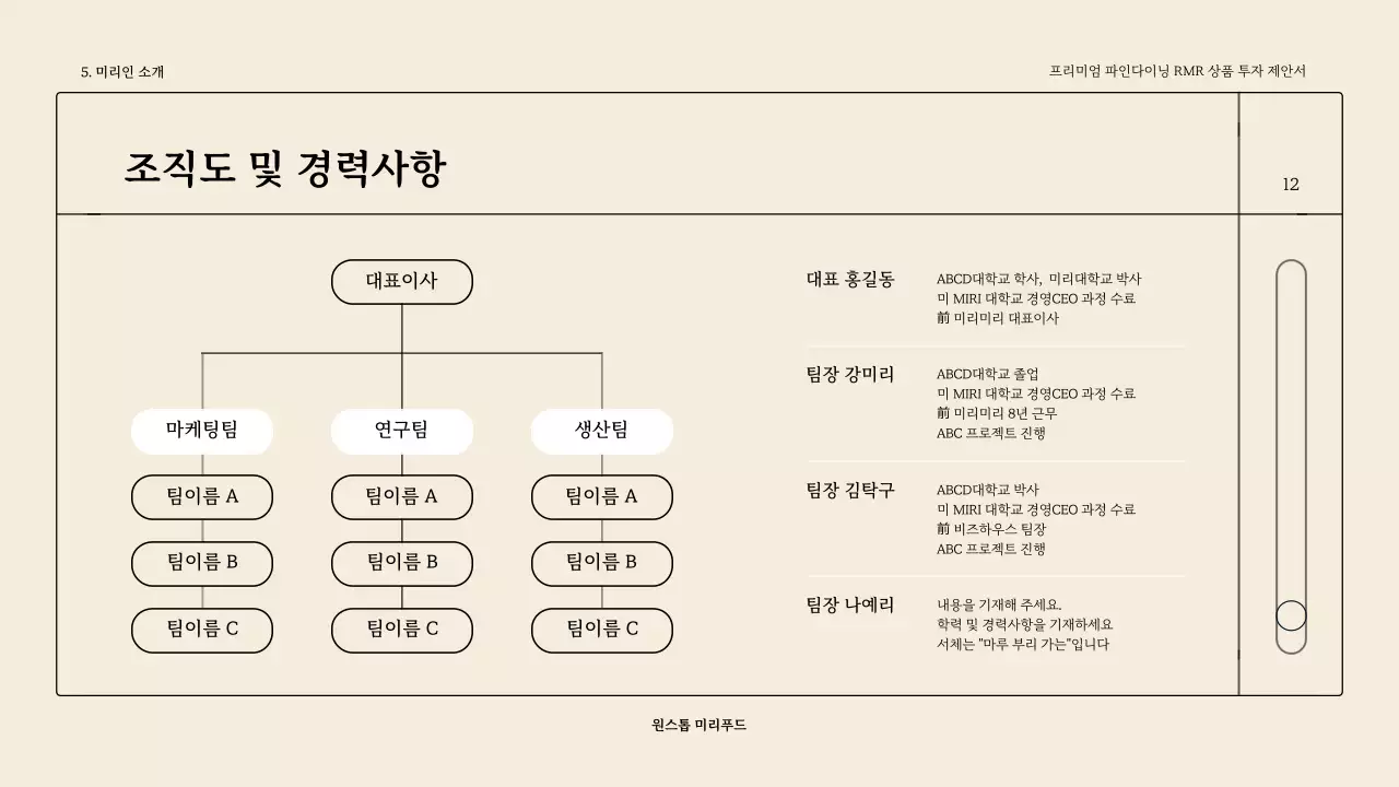 베이지톤의 심플한 파인다이닝 RMR 투자제안서