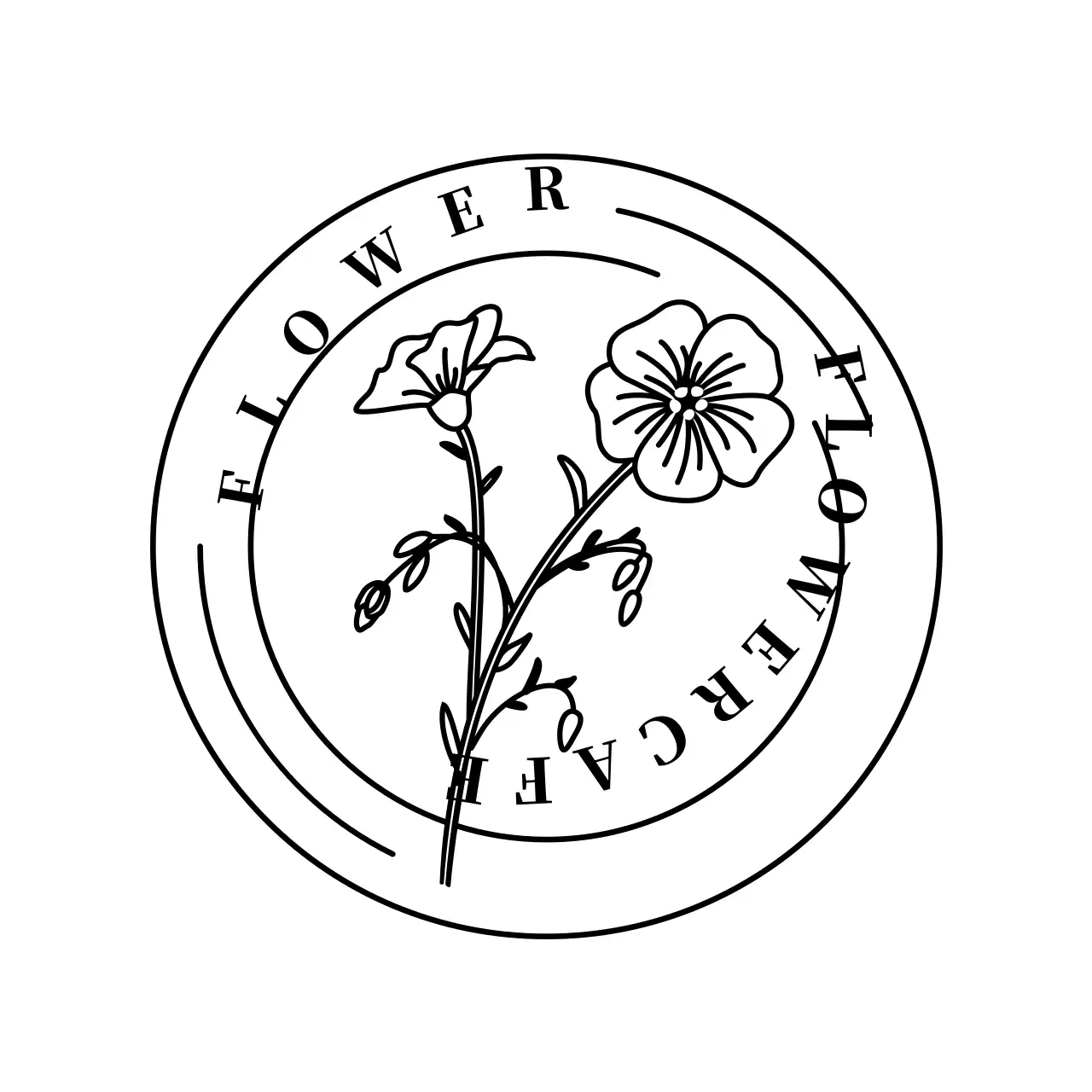 블랙 심플한 꽃일러스트 플라워카페 카페용 코스터