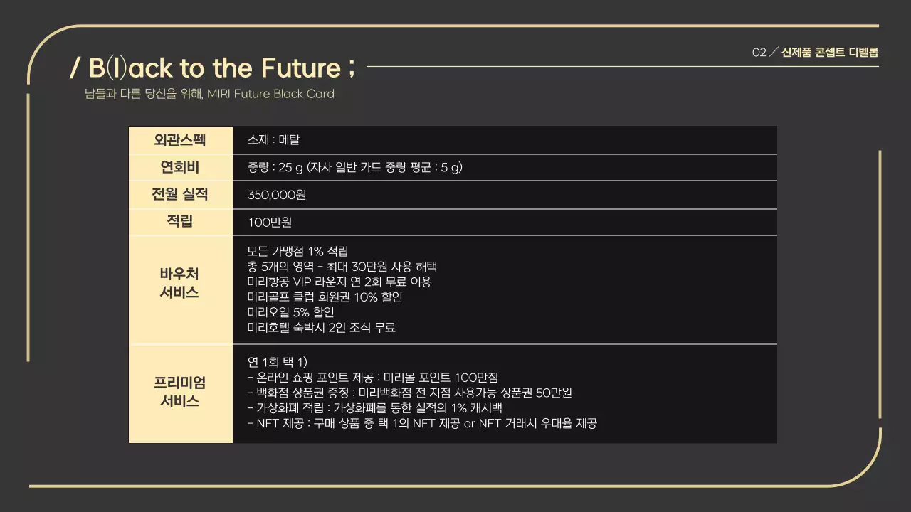 블랙컬러에 골드로 포인트를 준 프리미엄 피피티