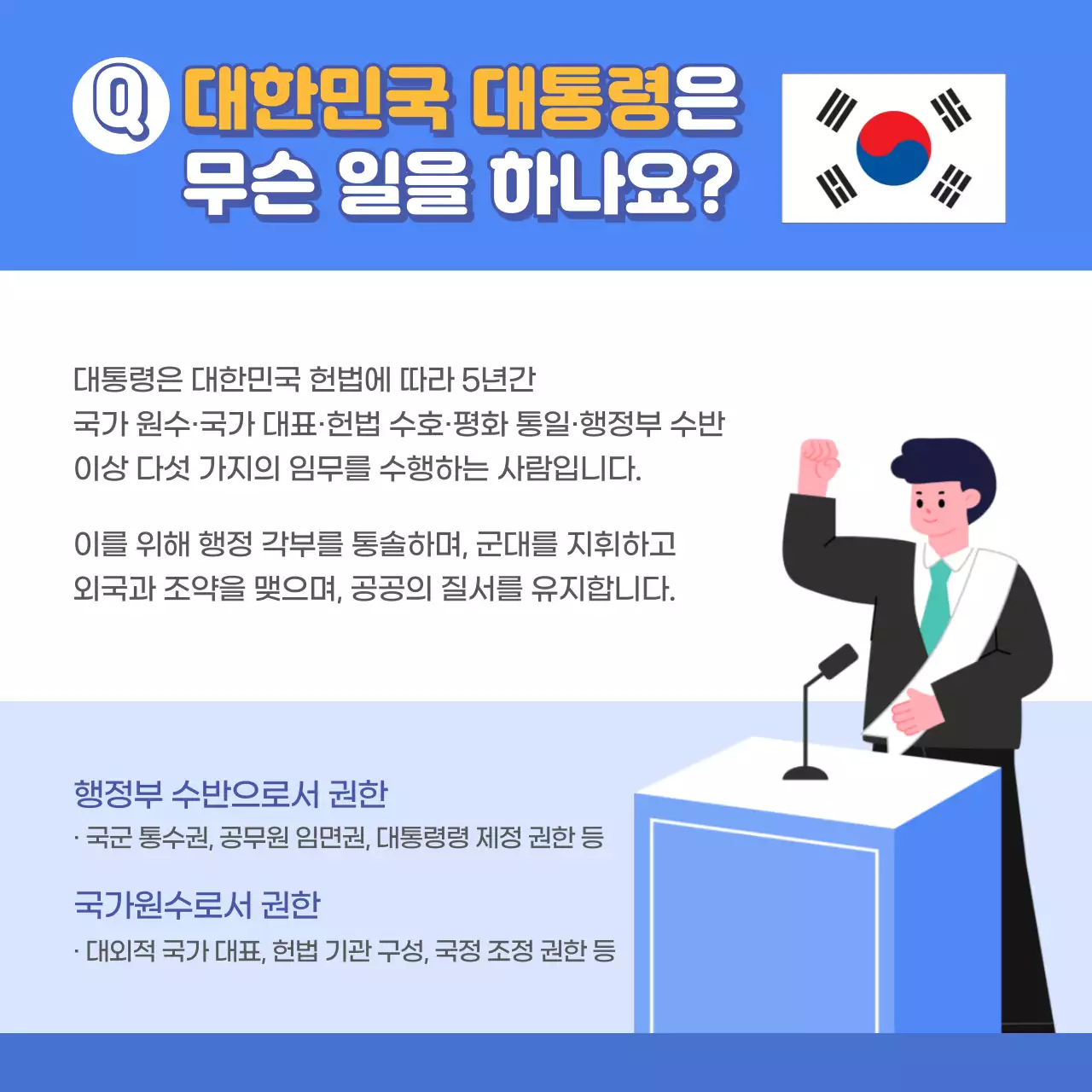 블루톤의 한눈에 알아보는 대통령선거 대통령은 어떤 권한을 갖고 있을까? 제20대 대통령선거 투표참여