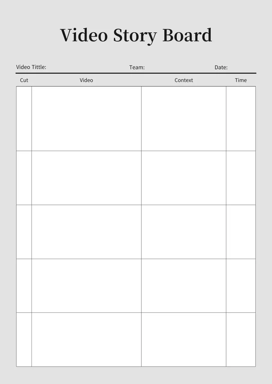 그레이의 심플 비디오 스토리 보드
