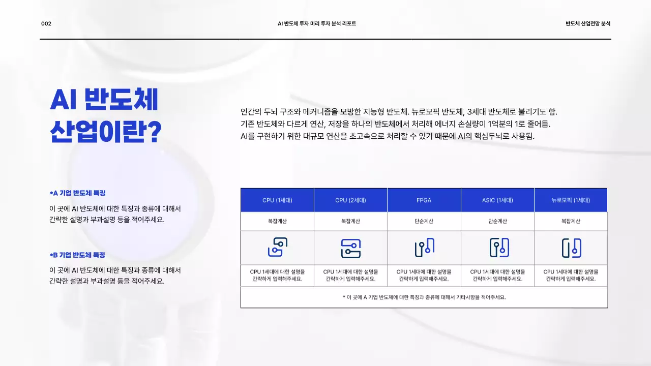 파랑과 흰색의 기본적인 반도체 투자 분석 레포트