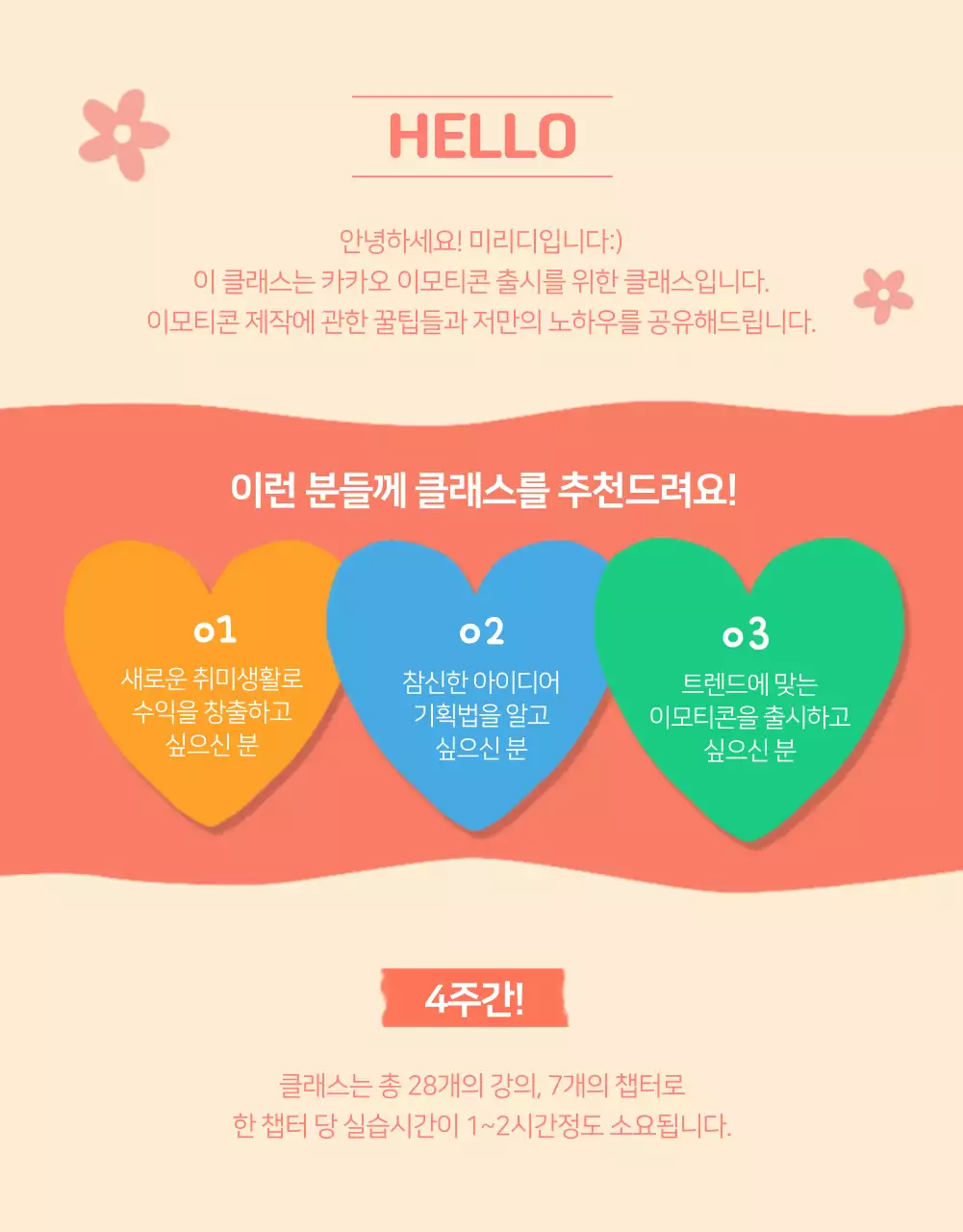 파스텔톤 아기자기한 귀여운 이모티콘 제작강의 클래스 상세페이지