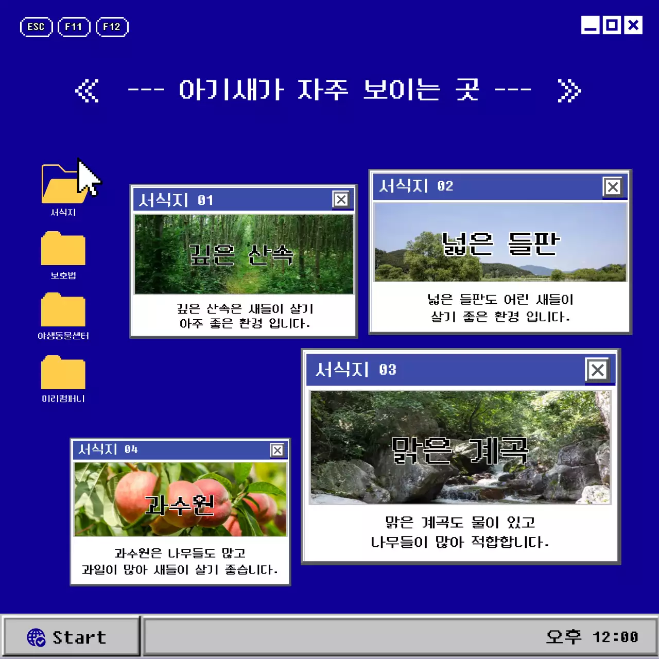 파란색과 회색의 옛날 컴퓨터 아기새 카드뉴스