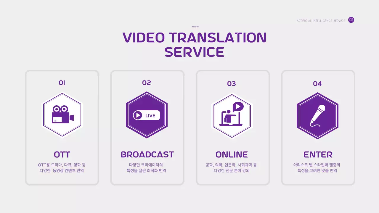 육각형 보라색 의 AI 인공지능 번역 테마
