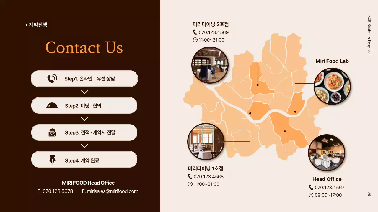 갈색과 주황색의 푸드 신제품 B2B 제안서