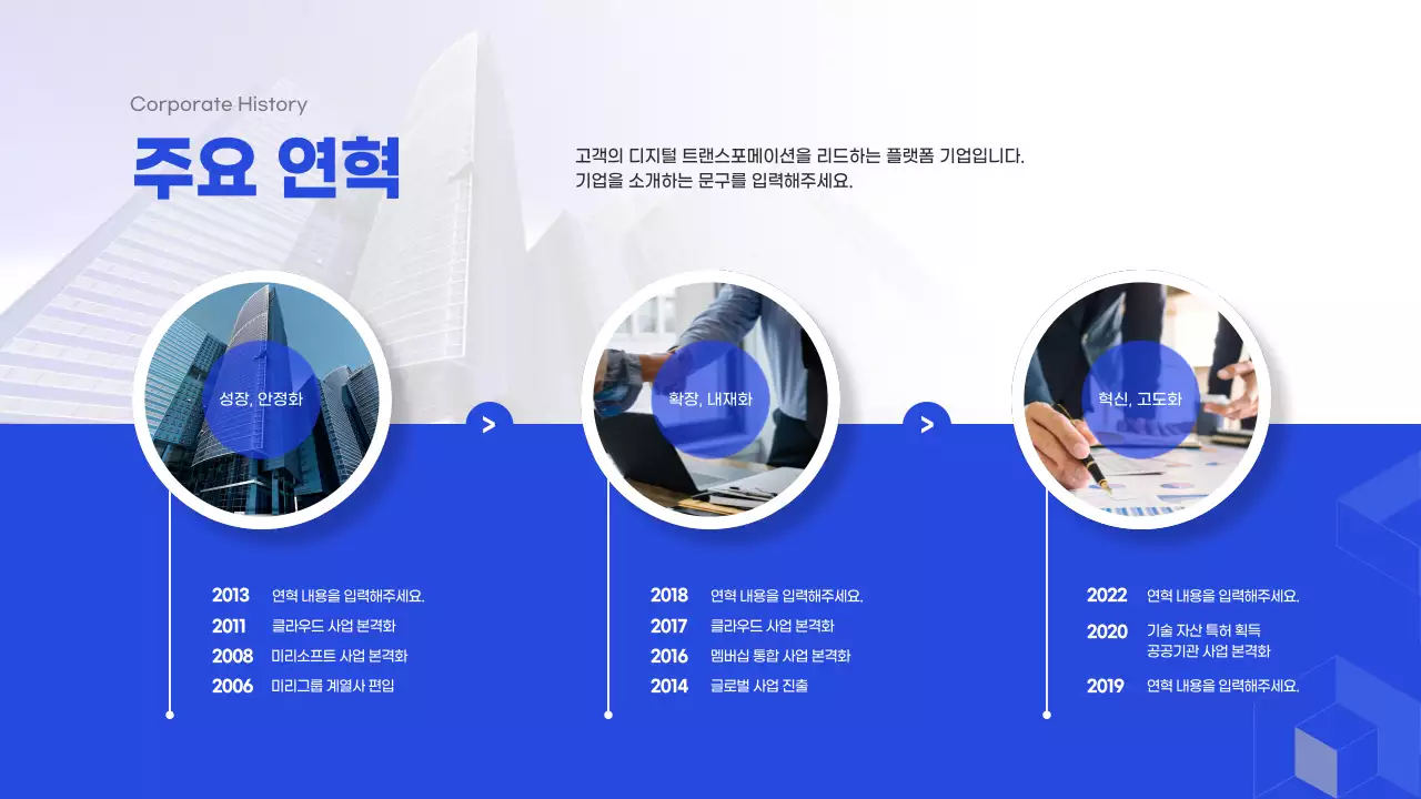 파란색의 it 기업 회사소개서 (프레젠테이션)