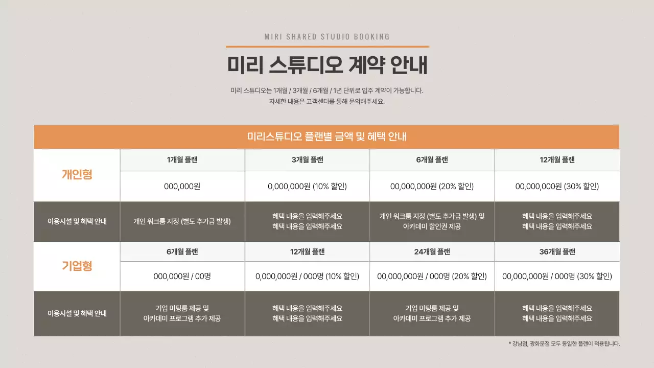 빈티지 느낌의 그레이톤 공유 스튜디오 서비스 소개서