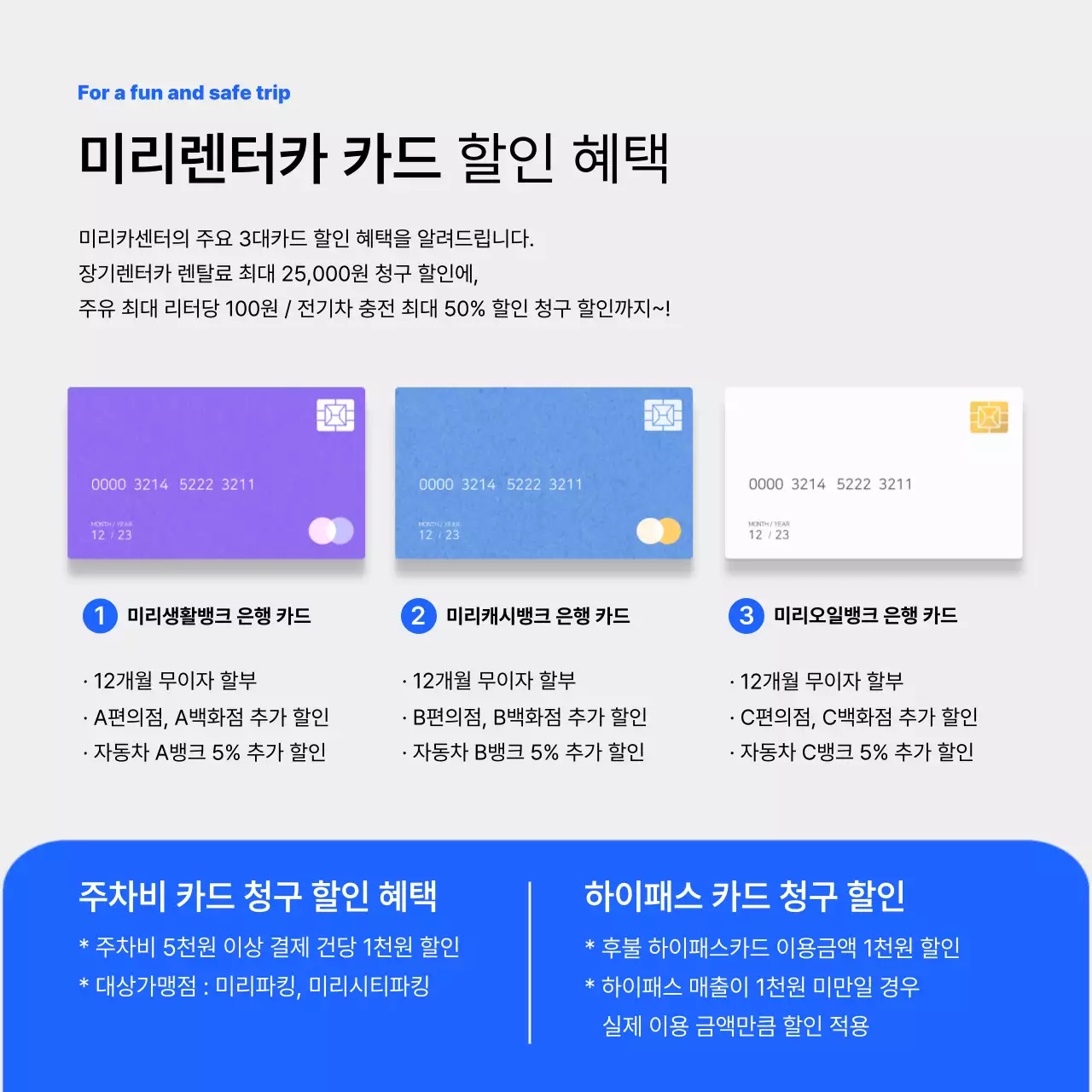 파란색과 보라색의 렌터카 카드뉴스