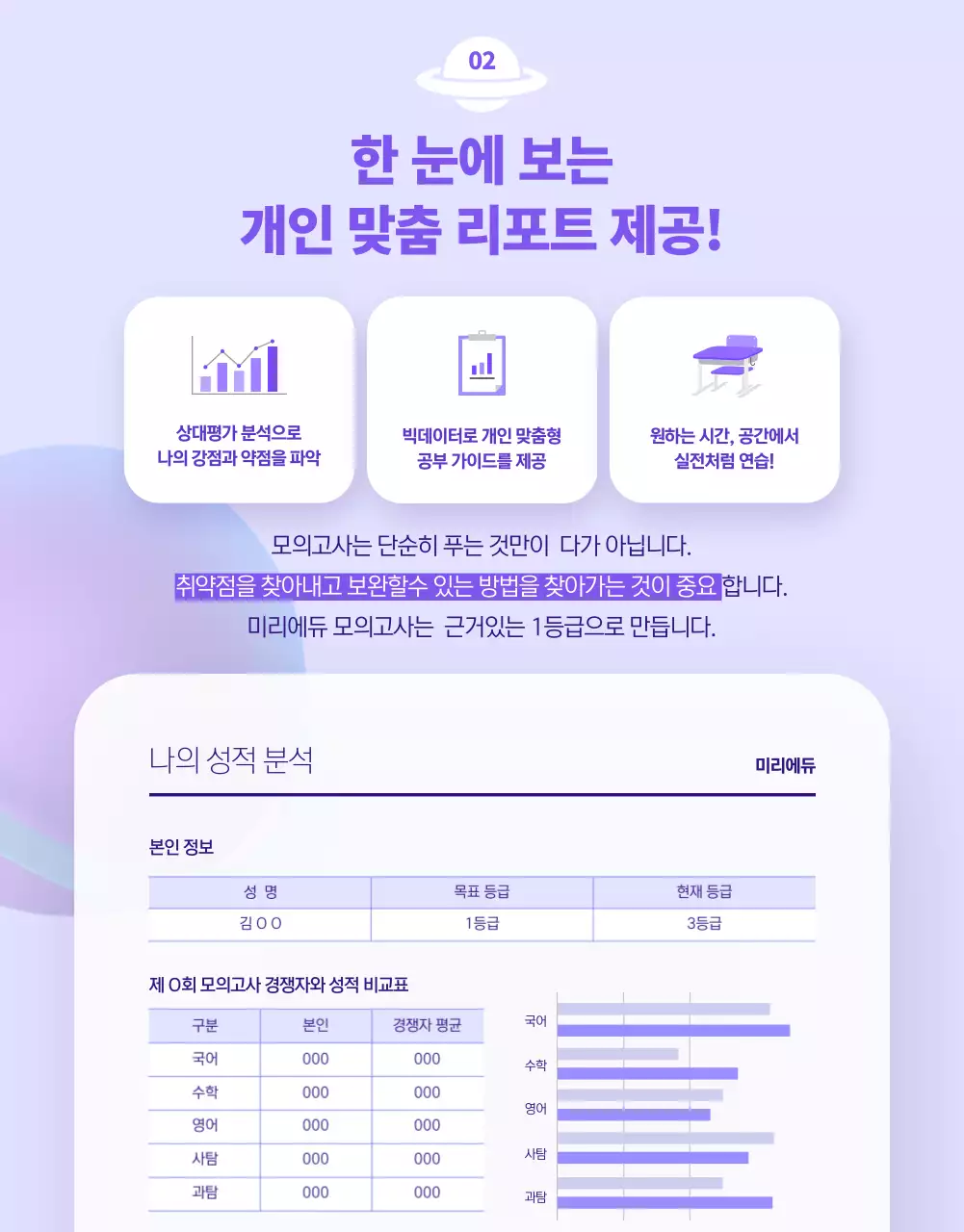 보라색의 우주 컨셉의 온라인 모의고사 구매