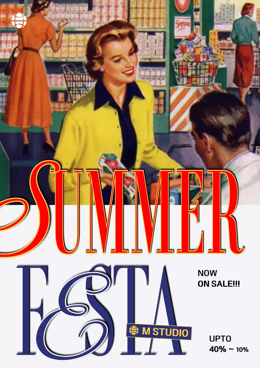 빈티지 레트로무드의 여름 타이포그라피 번들팩