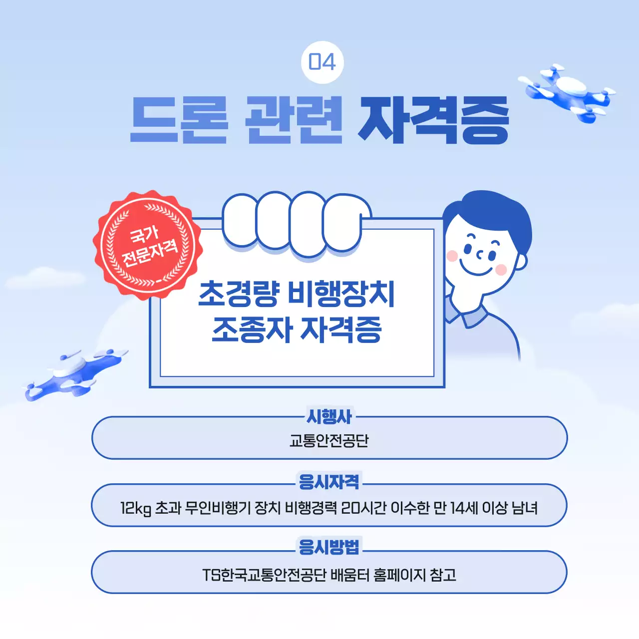 푸른 파스텔톤 캐주얼한 일러스트 컨셉의 드론 테마