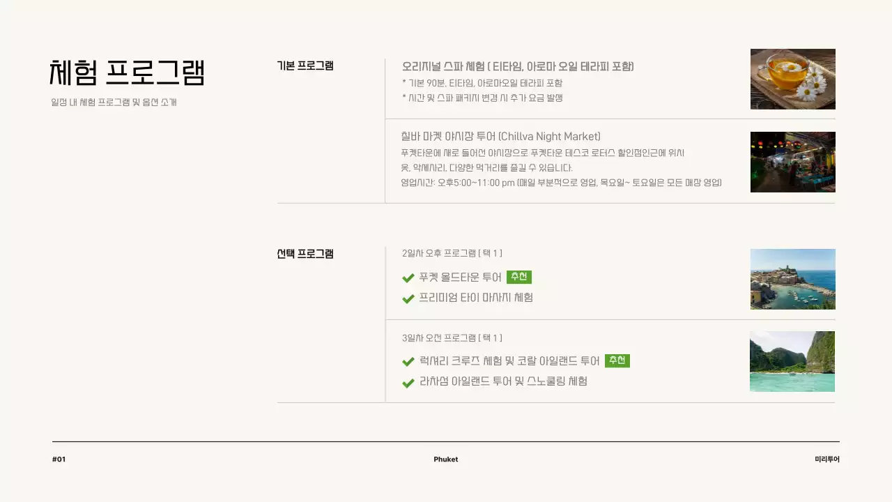 초록색의 깔끔한 신혼여행 상품 제안서