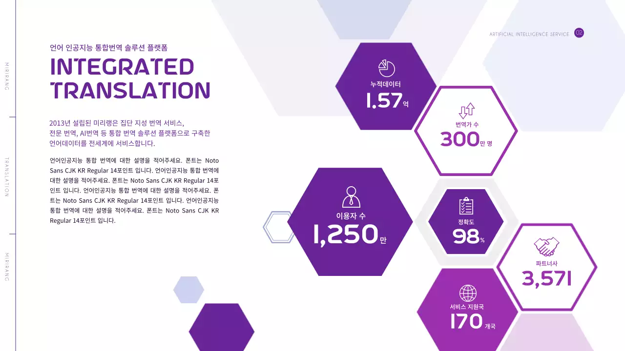 육각형 보라색 의 AI 인공지능 번역 테마