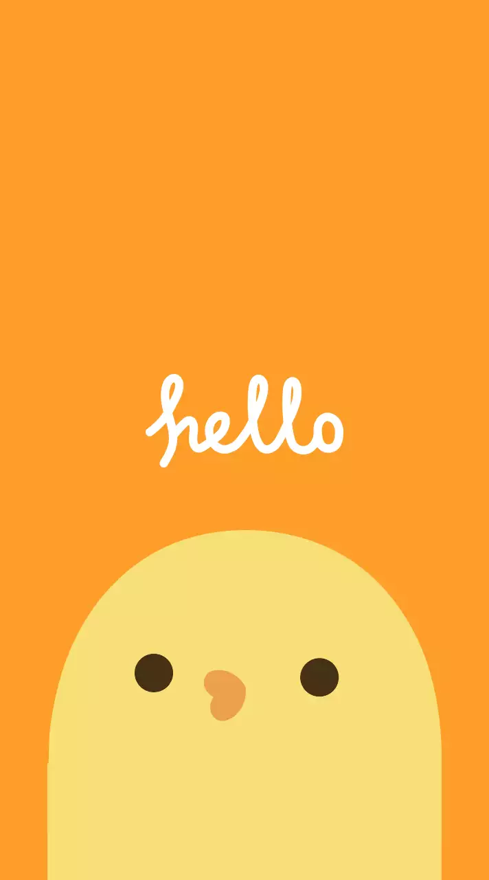 주황색과 하얀색의 심플한 컨셉 병아리 일러스트