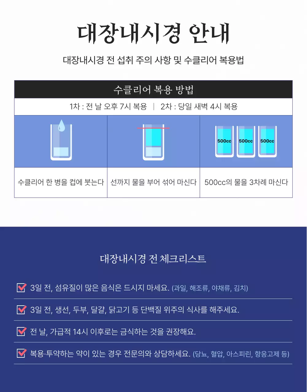 파란색과 초록색의 전문적이고 신뢰감을 주는  한방병원 대장내시경 대장 질병 한의학 검진