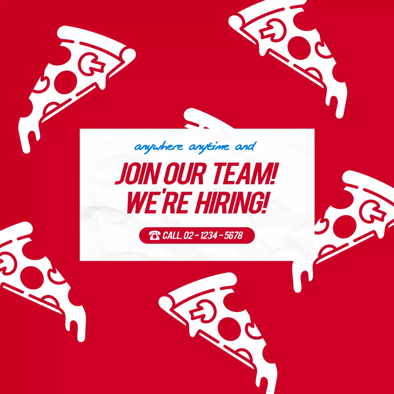 빨간색의 체커보드 힙한 컨셉의 피자브랜드 레이아웃 번들팩