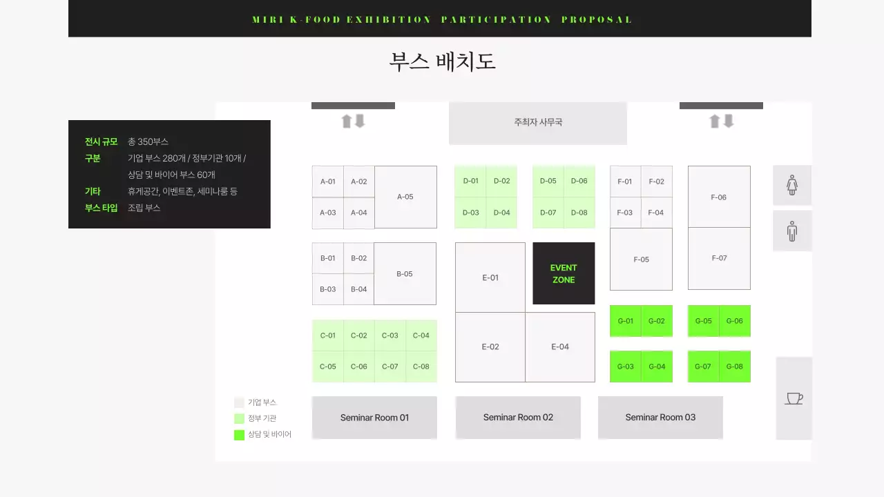 검정과 연두색의 모던한 식품 박람회 기업 제안서