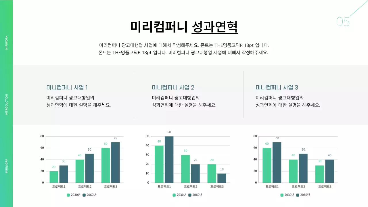 초록색과 흰색의 광고대행사 회사 소개서