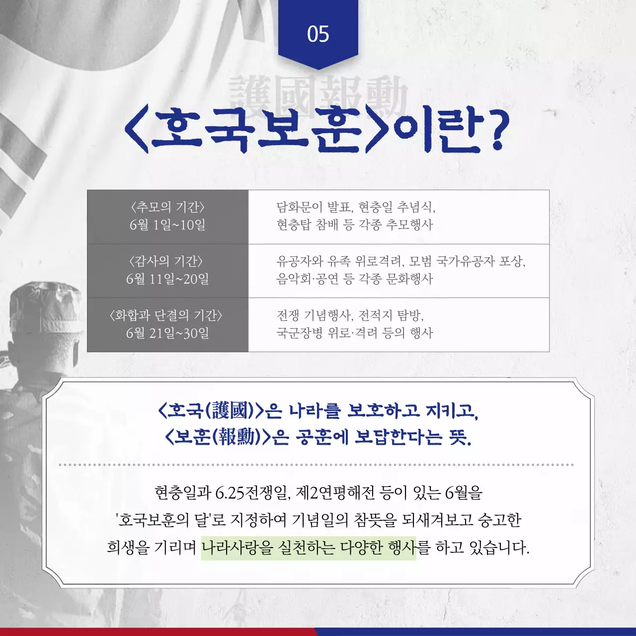 흑백의 빈티지한 현충일 묵념 전 알아야할 호국보훈 의미