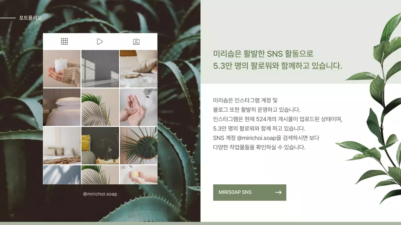 초록색과 베이지색의 자연주의 컨셉 비누 입점 제안서