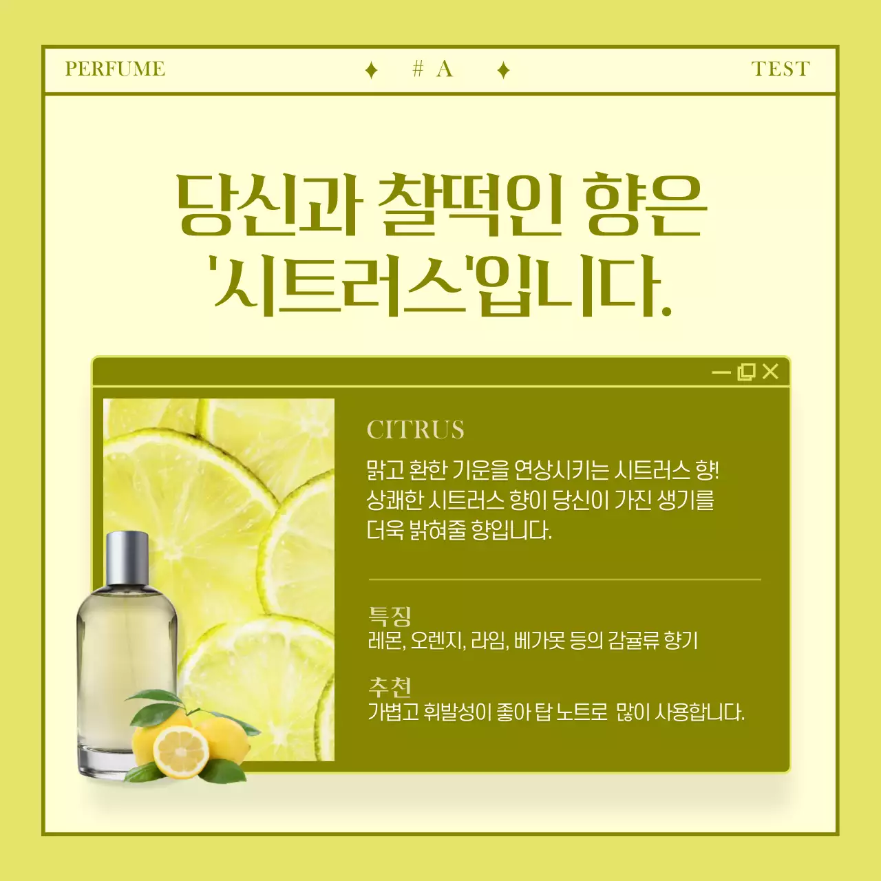 심플한 나만의 향수 테스트 카드뉴스 디자인