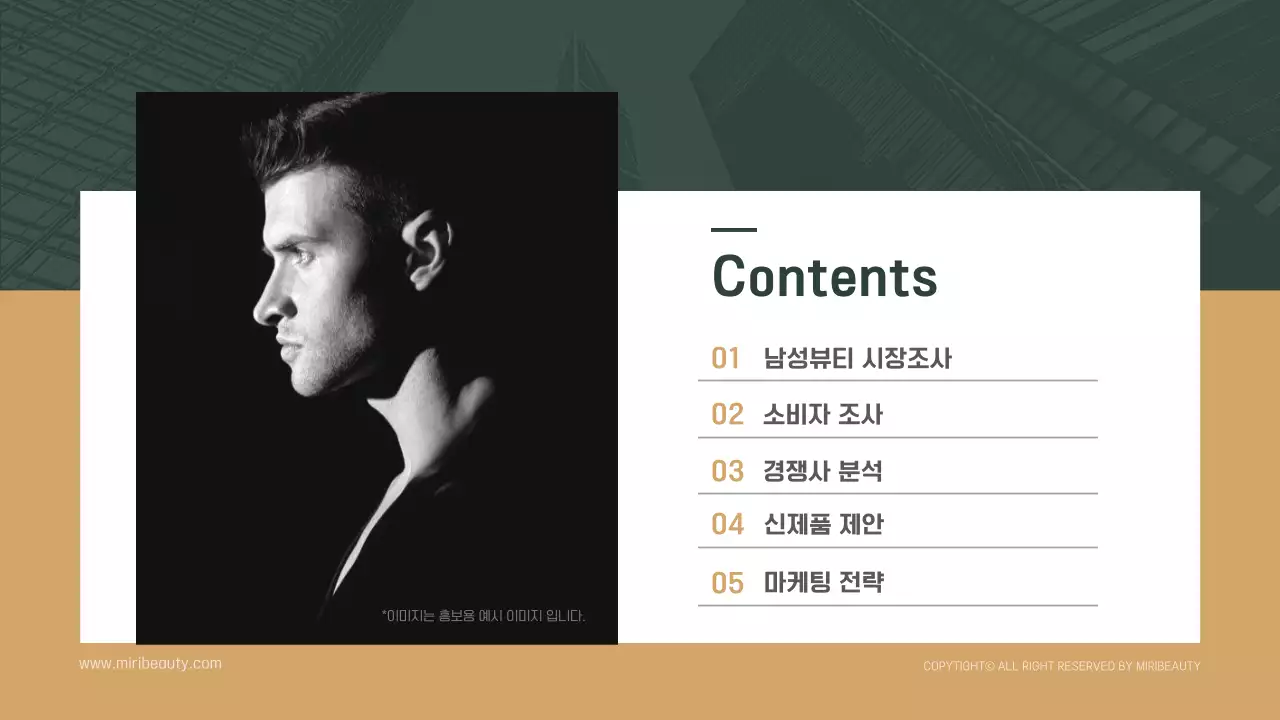 초록 골드 맨즈 케어 화장품 개발제품 제안서