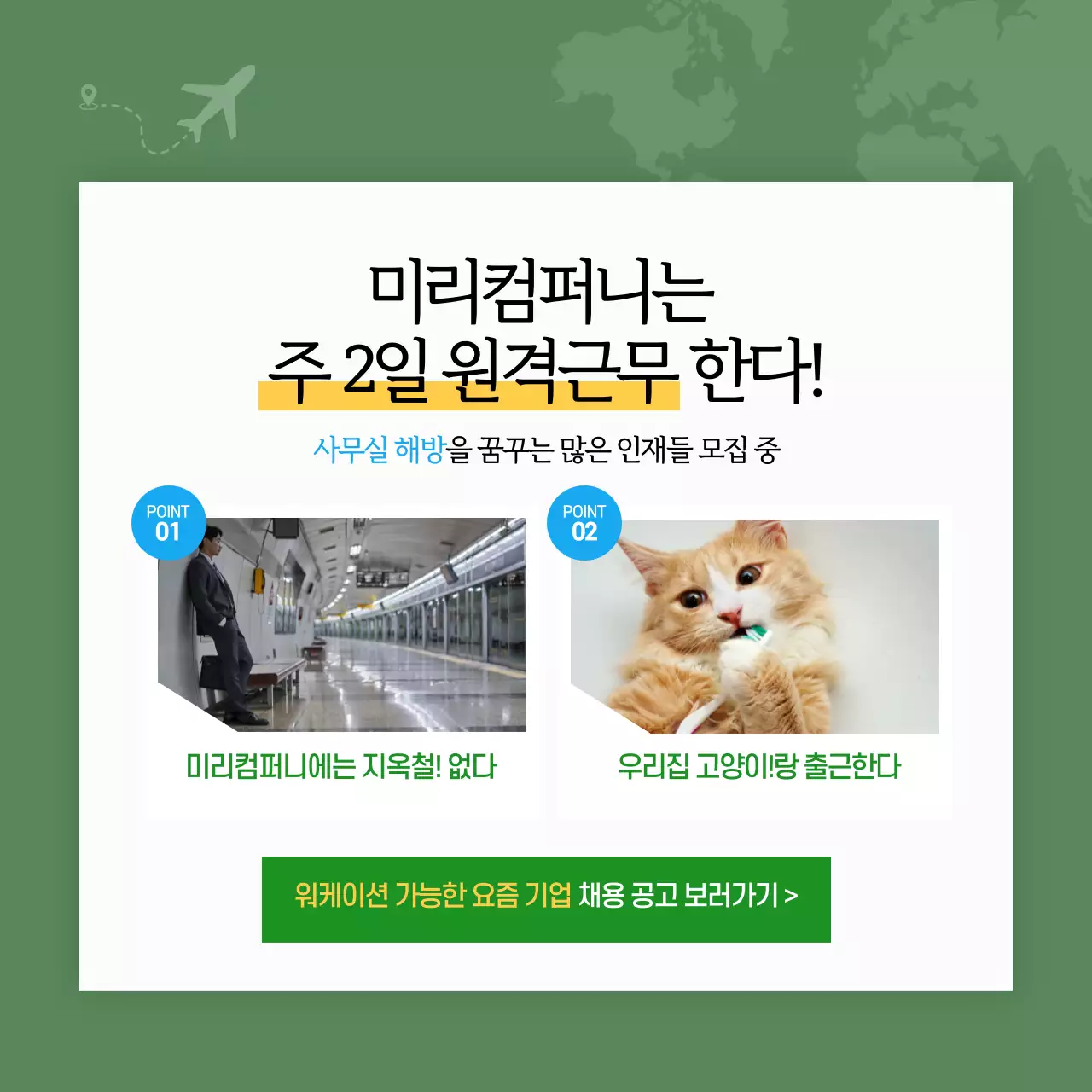 여행 컨셉의 깔끔한 워케이션 카드뉴스 디자인